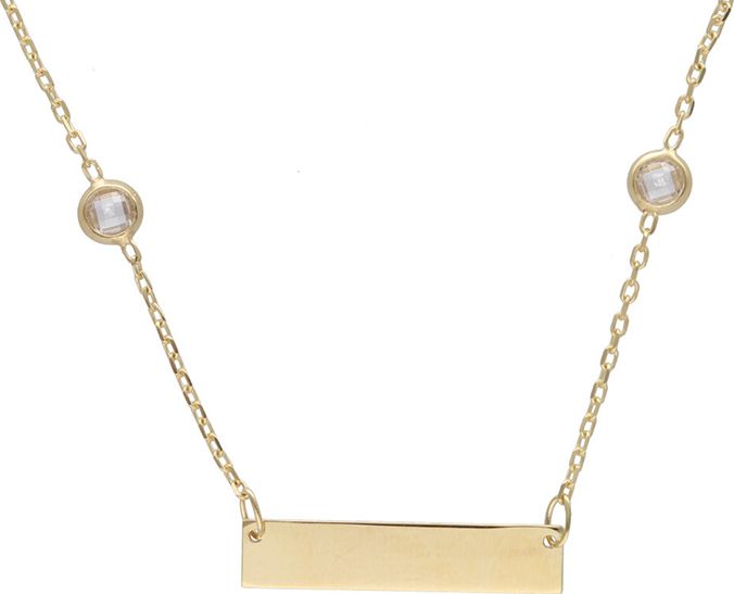 Lovrin Złoty naszyjnik 585 blaszka z cyrkoniami 1,74g