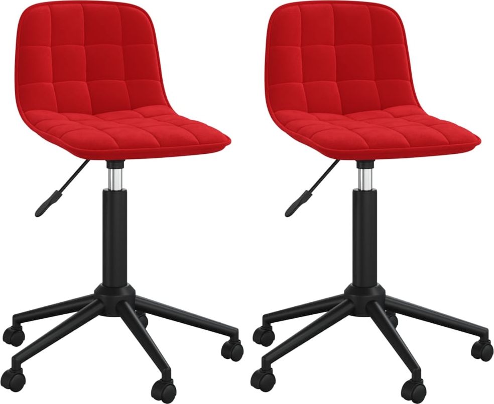 vidaXL Obrotowe krzesła stołowe, 2 szt., winna czerwień, aksamitne