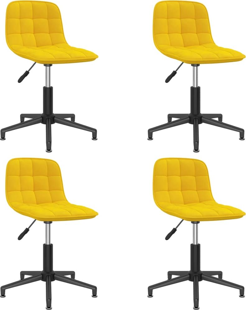 vidaXL Obrotowe krzesła stołowe, 4 szt., żółte, aksamitne