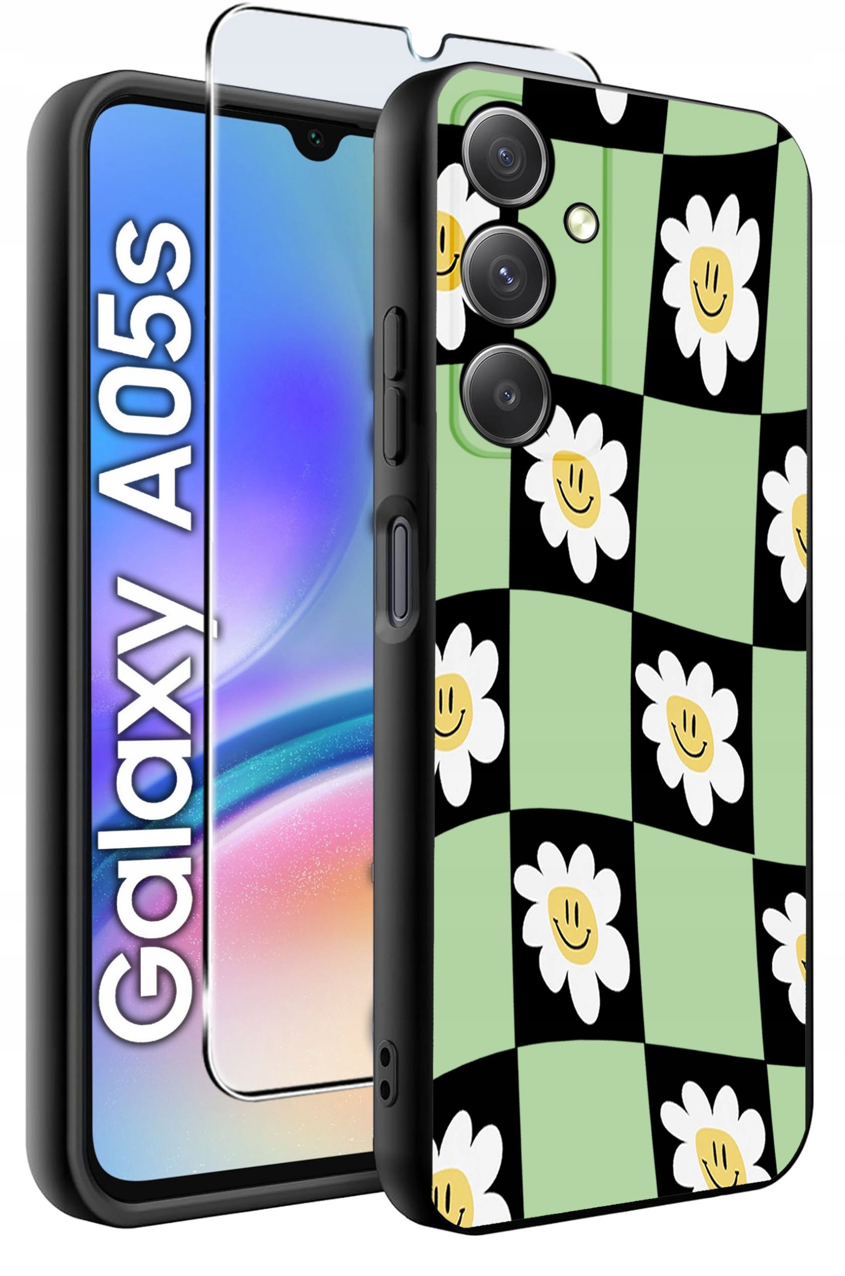 ETUI do Samsung A05s WZORY | SILIKONOWE MATT CASE + SZKŁO 9H