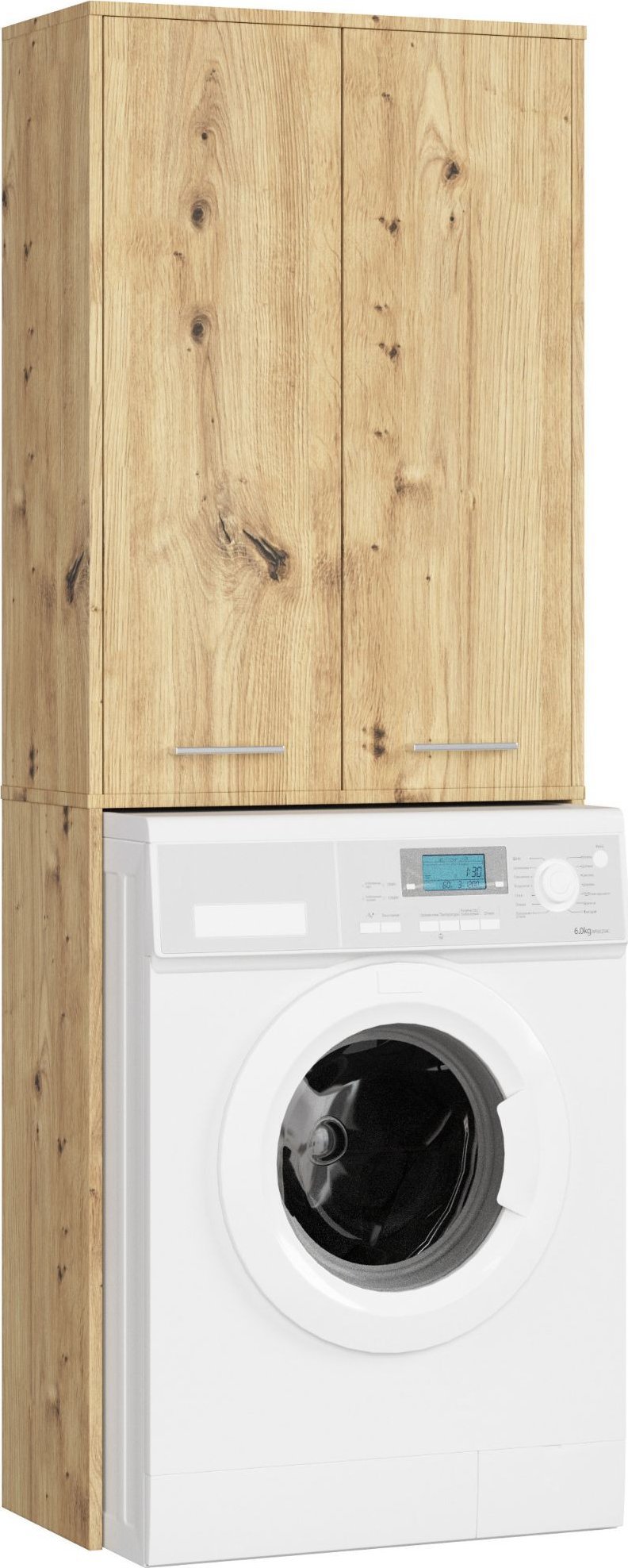 Fabryka Mebli Akord Słupek łazienkowy FIN 180 cm nad pralkę regał 2 drzwi - dąb artisan