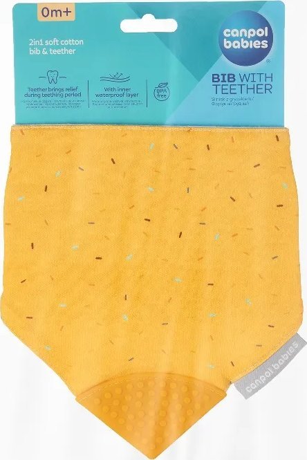 Śliniak materiałowy z gryzakiem żółty 26/902 Canpol babies