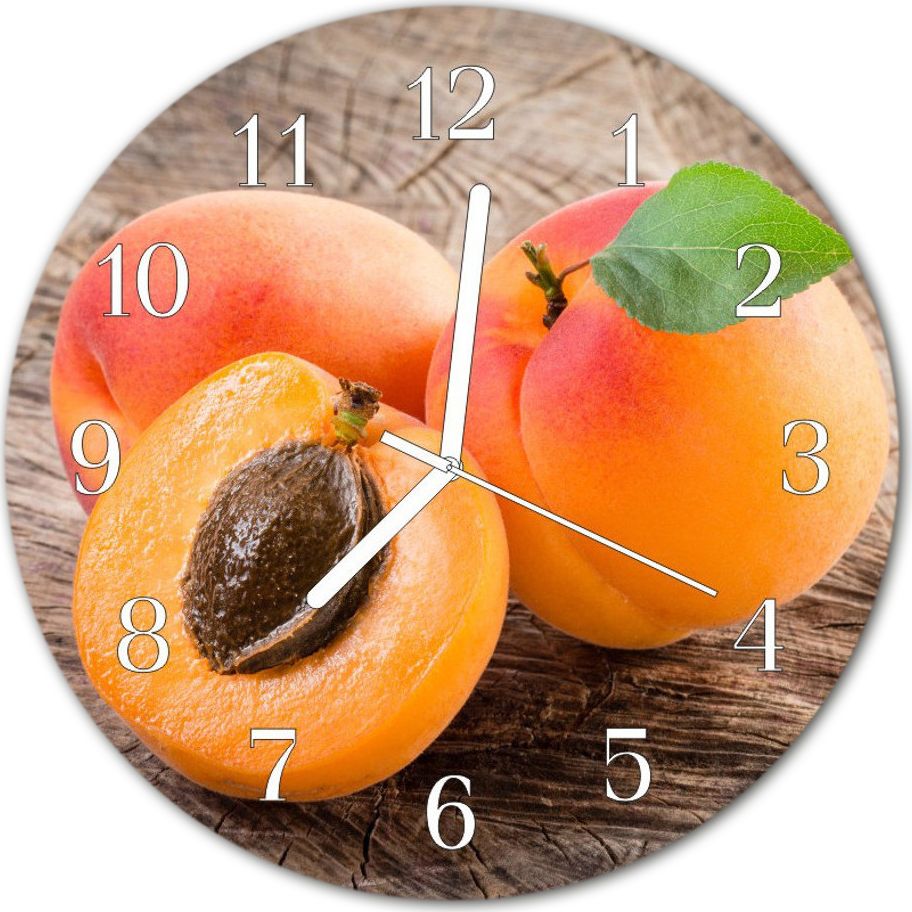 Tulup Zegar na szkle na ścianę Okrągły Morele Owoc fi 30 cm 67739360