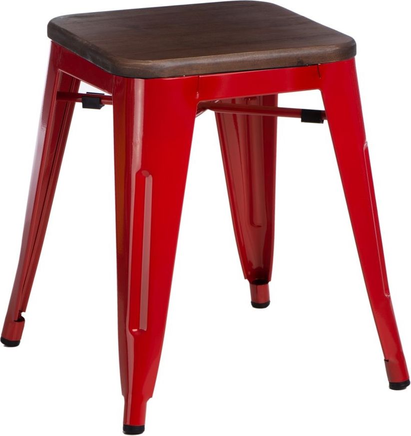 D2 Design Stołek Paris Wood czerwony sosna orzech