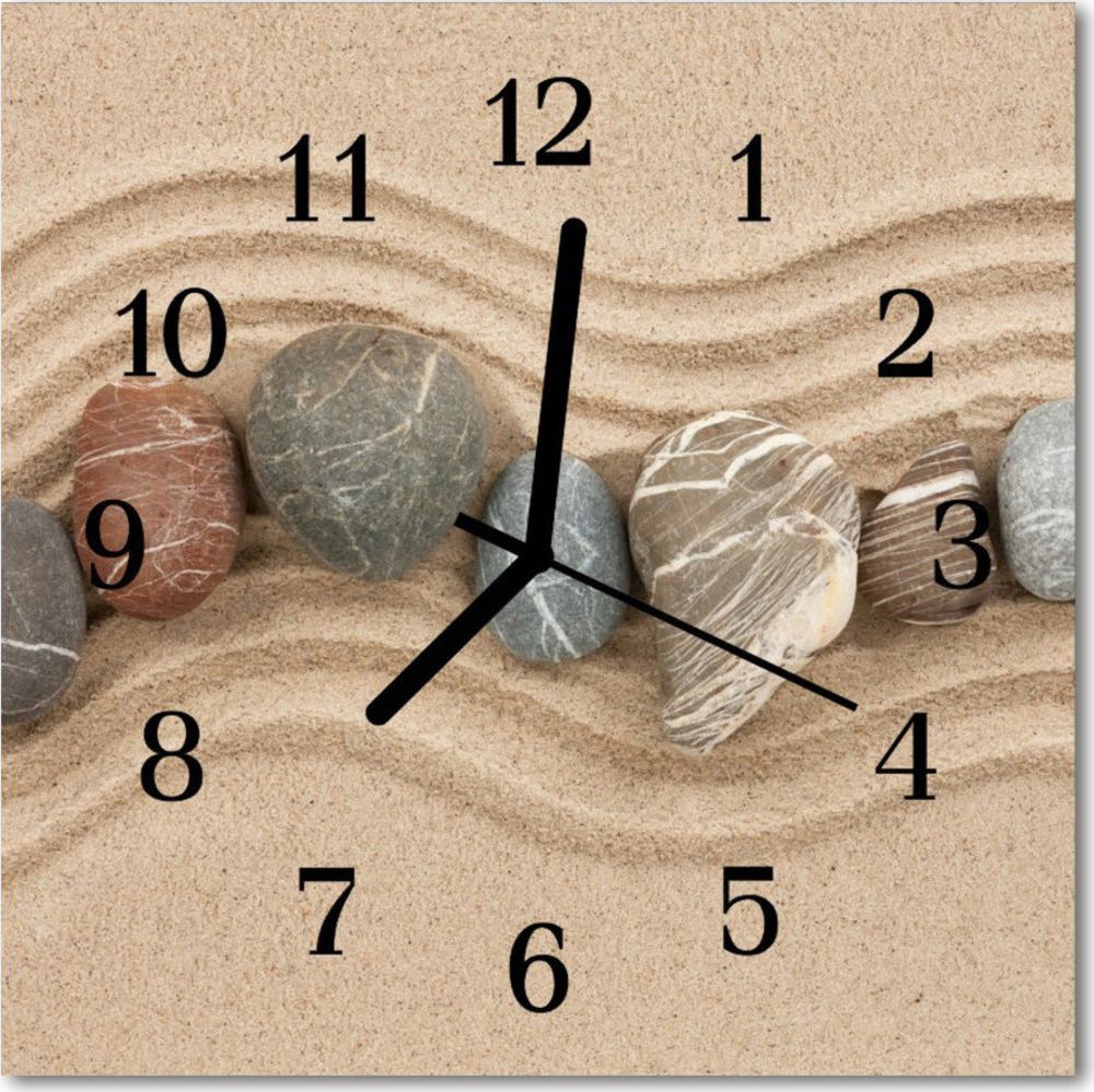 Tulup Zegar szklany kwadratowy Kamienie piasek