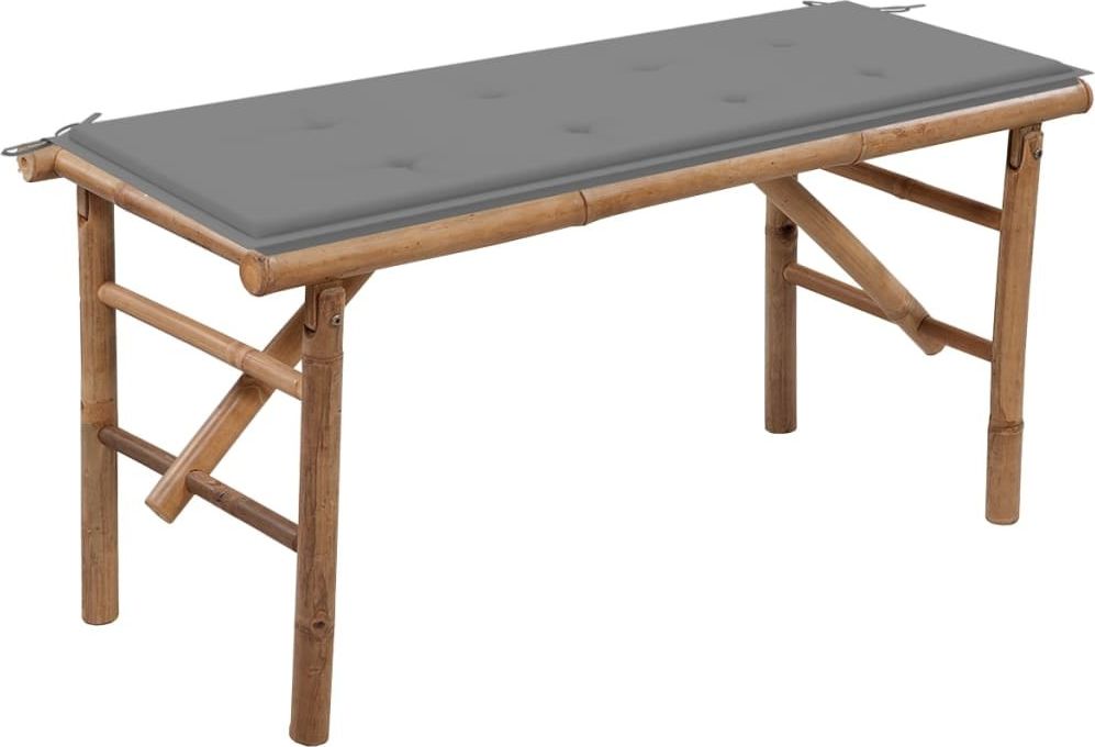 vidaXL Składana ławka ogrodowa z poduszką, 118 cm, bambusowa