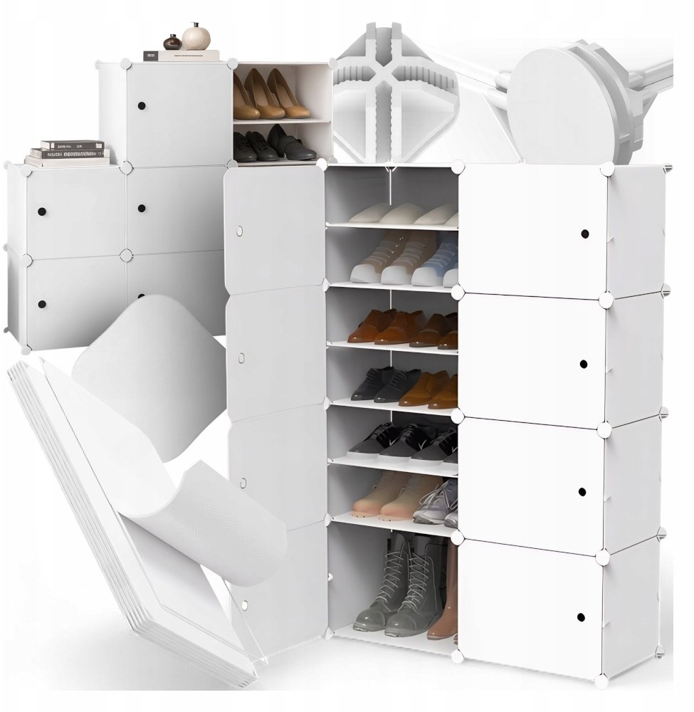 SZAFKA NA BUTY MODUŁOWA BIAŁA 128x84x32 KANZA