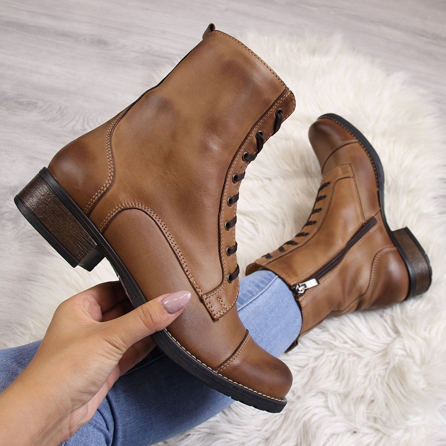 Dolce Pietro Workery damskie skórzane ocieplane brązowe Dolce Pietro 37