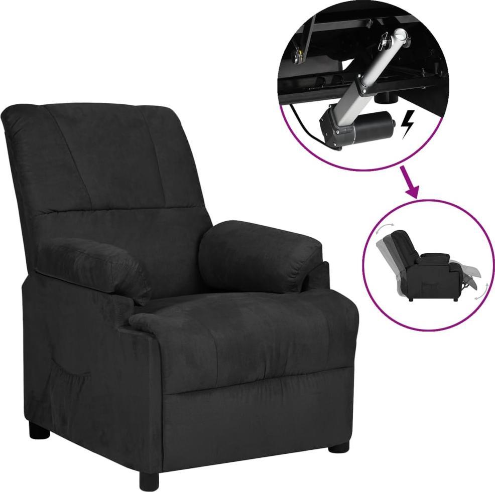 vidaXL vidaXL Elektryczny fotel rozkładany, czarny, sztuczna skóra zamszowa