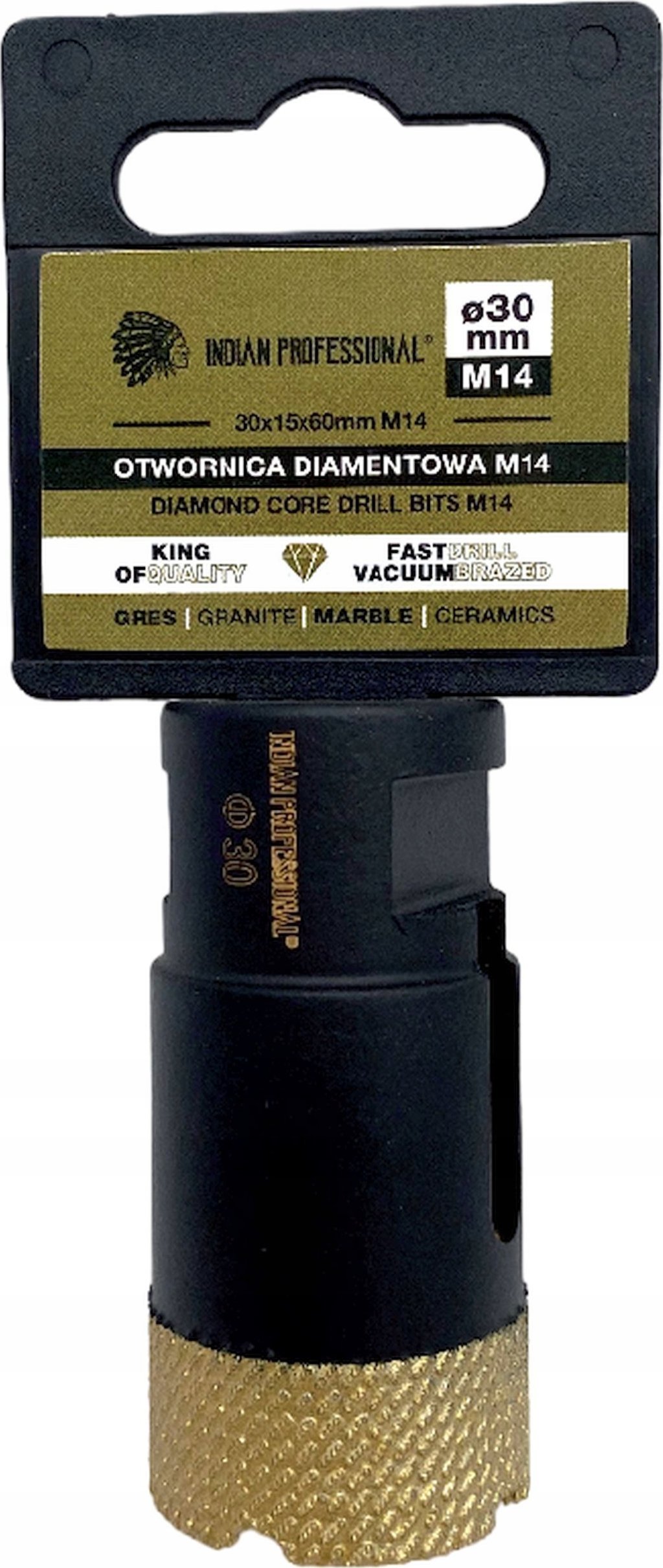 INDIAN PROFESSIONAL KORONA DIAMENTOWA M14 30mm WIERCENIE NA SUCHO /INDIAN PROFESSIONAL