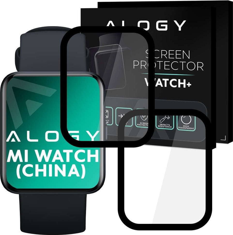 Alogy Alogy Full Glue 2x Elastyczne Szkło 3D do Xiaomi Mi Watch (wersja chiny) Black uniwersalny