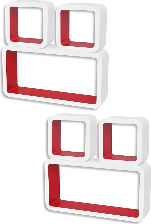 Elior Zestaw biało-czerwonych półek ściennych - Lara 3X