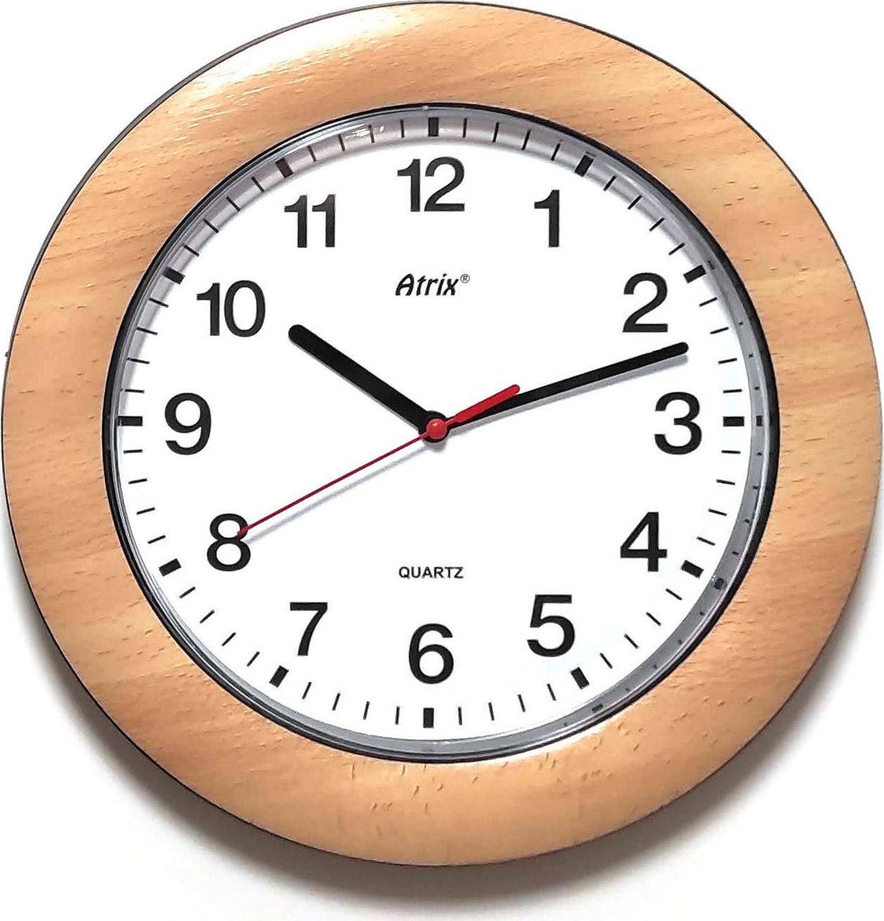 Atrix Drewnopodobny zegar ścienny Atrix T1217B cichy 27 cm