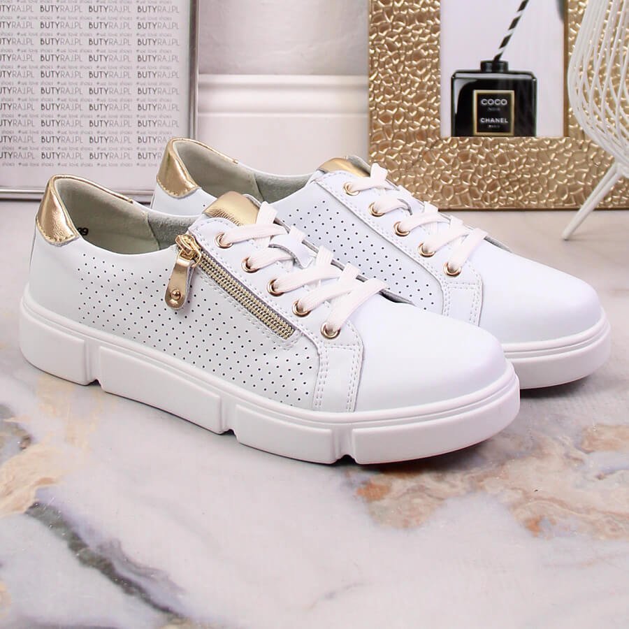 Filippo Skórzane półbuty damskie na platformie białe Filippo DP4528/23 37