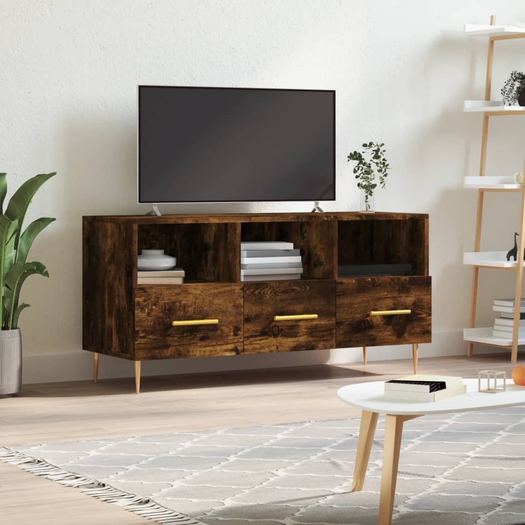 vidaXL Szafka pod TV, przydymiony dąb, 102x36x50 cm