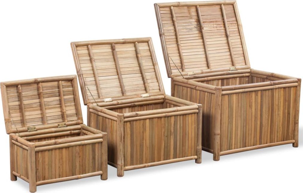 vidaXL 3 bambusowe skrzynie