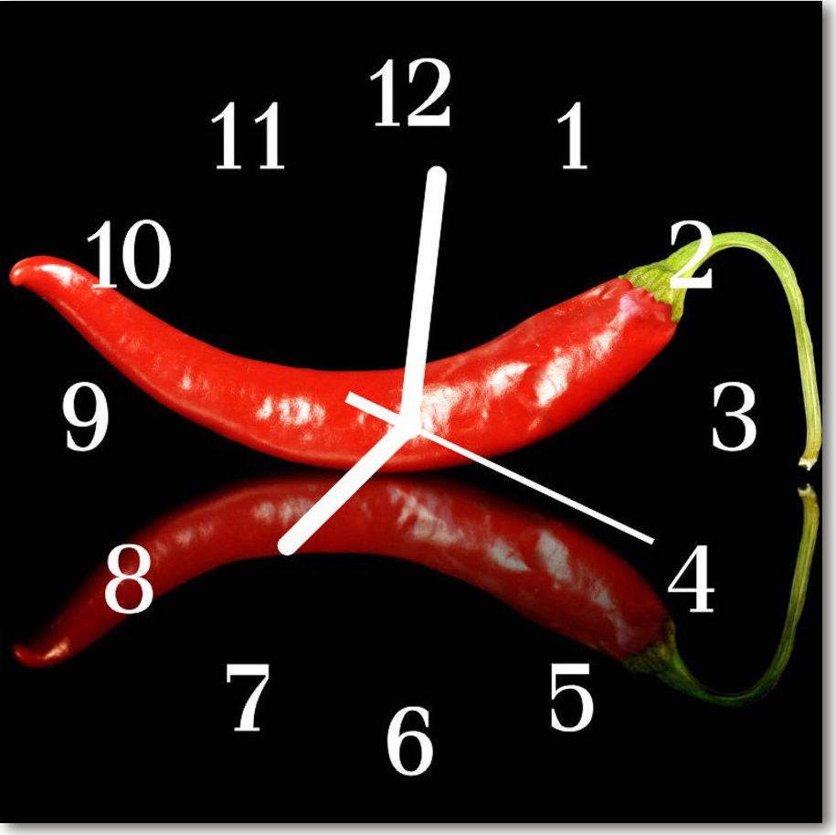 Tulup Zegar szklany ścienny Cichy Papryczka chilli 30x30 76075749