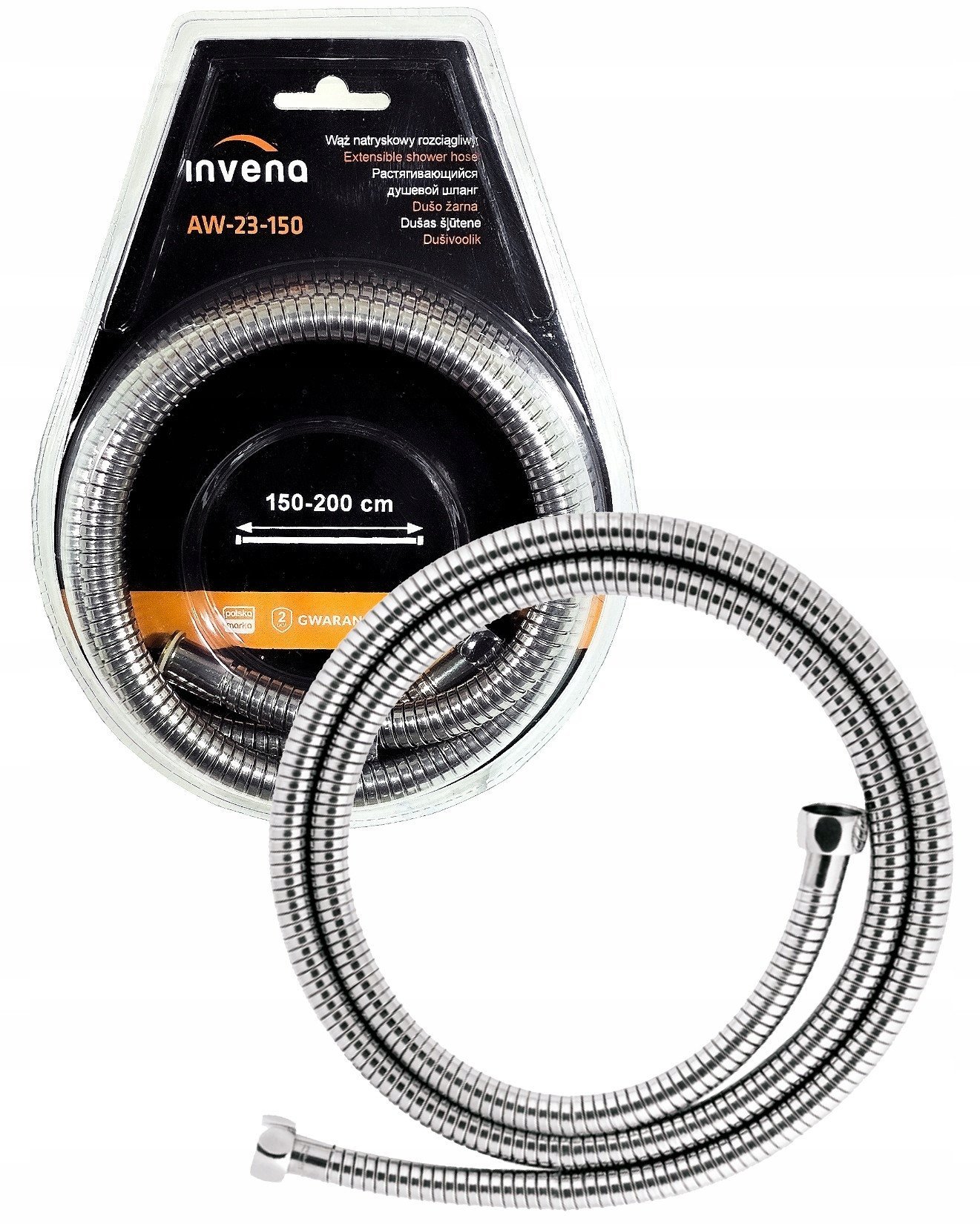 Invena wąż prysznicowy 150 cm, chrom AW-23-150-L