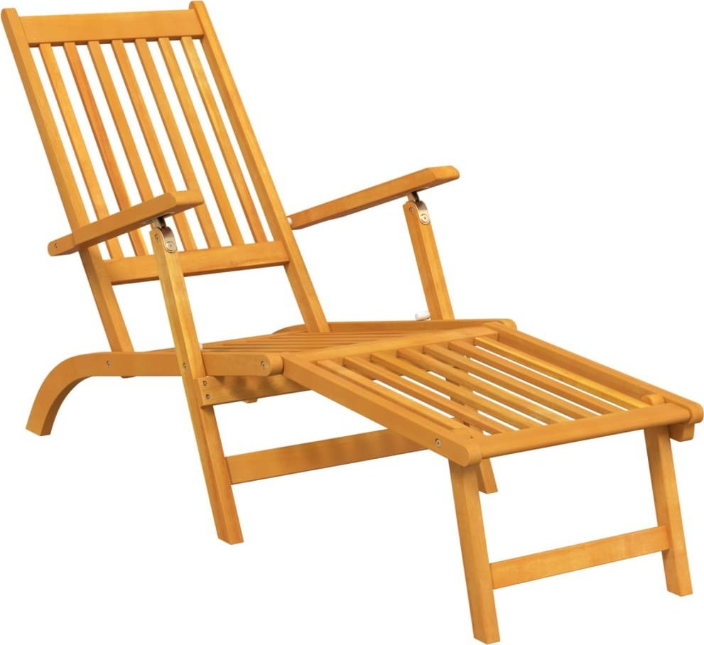 vidaXL vidaXL Leżaki tarasowe z podnóżkami i stolik, lite drewno akacjowe