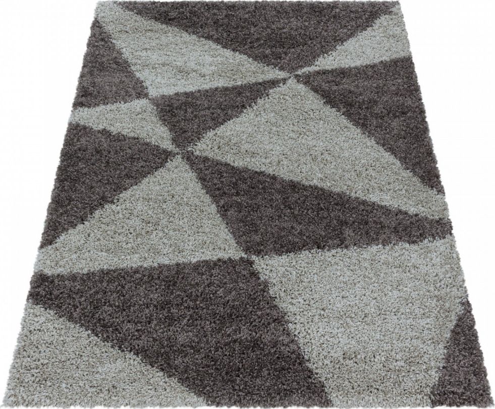 Ayyildiz Hali Dywan do salonu, sypialni Shaggy Brązowo Szary TANGOS Prostokąt 80x150 cm