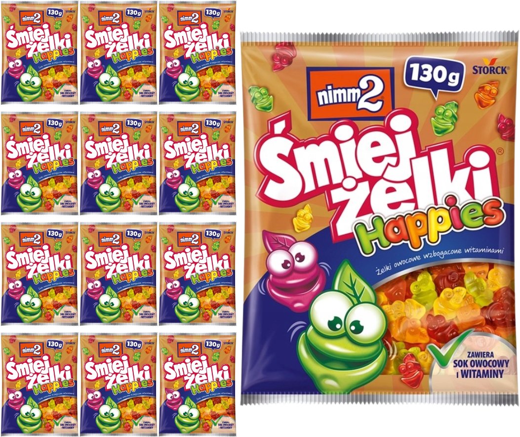 nimm2 Śmiejżelki Happies Żelki owocowe wzbogacone witaminami 130 g x 12 sztuk
