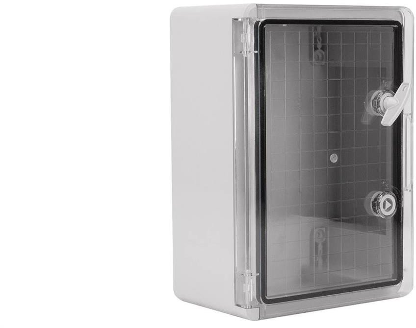 Obudowa plastikowa skrzynka hermetyczna, drzwi transparentne ABS 250x350x150mm IP65 NEKU