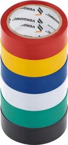 VERGIONIC Taśma izolacyjna do kabli kolorowa PVC 6szt elastyczna 17mm