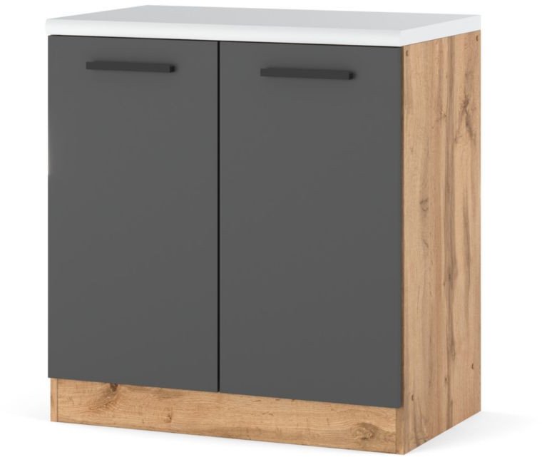 Szafka Kuchenna Stojąca Z Blatem Modułowa Blande 80cm Wotan Szary Mat