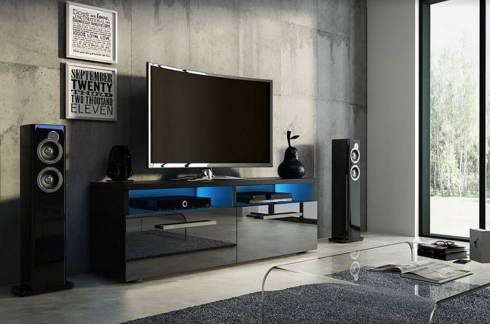 Vivaldi Szafka RTV BONN czarny mat/czarny połysk