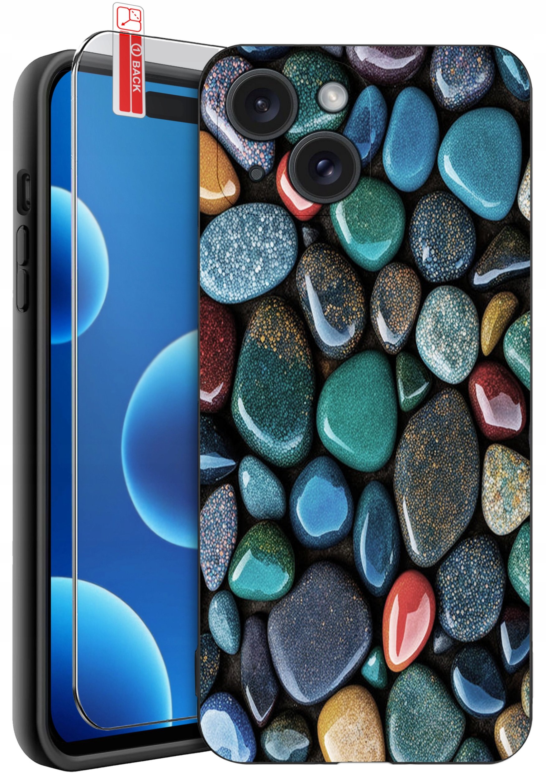 ETUI do iPhone 15 | WZORY | SILIKONOWE MATT CASE + SZKŁO 9H