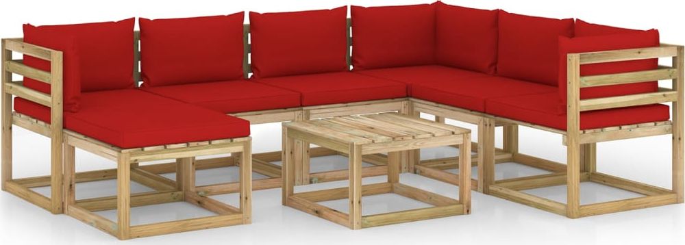 vidaXL 8-cz. zestaw wypoczynkowy do ogrodu, z poduszkami, drewniany