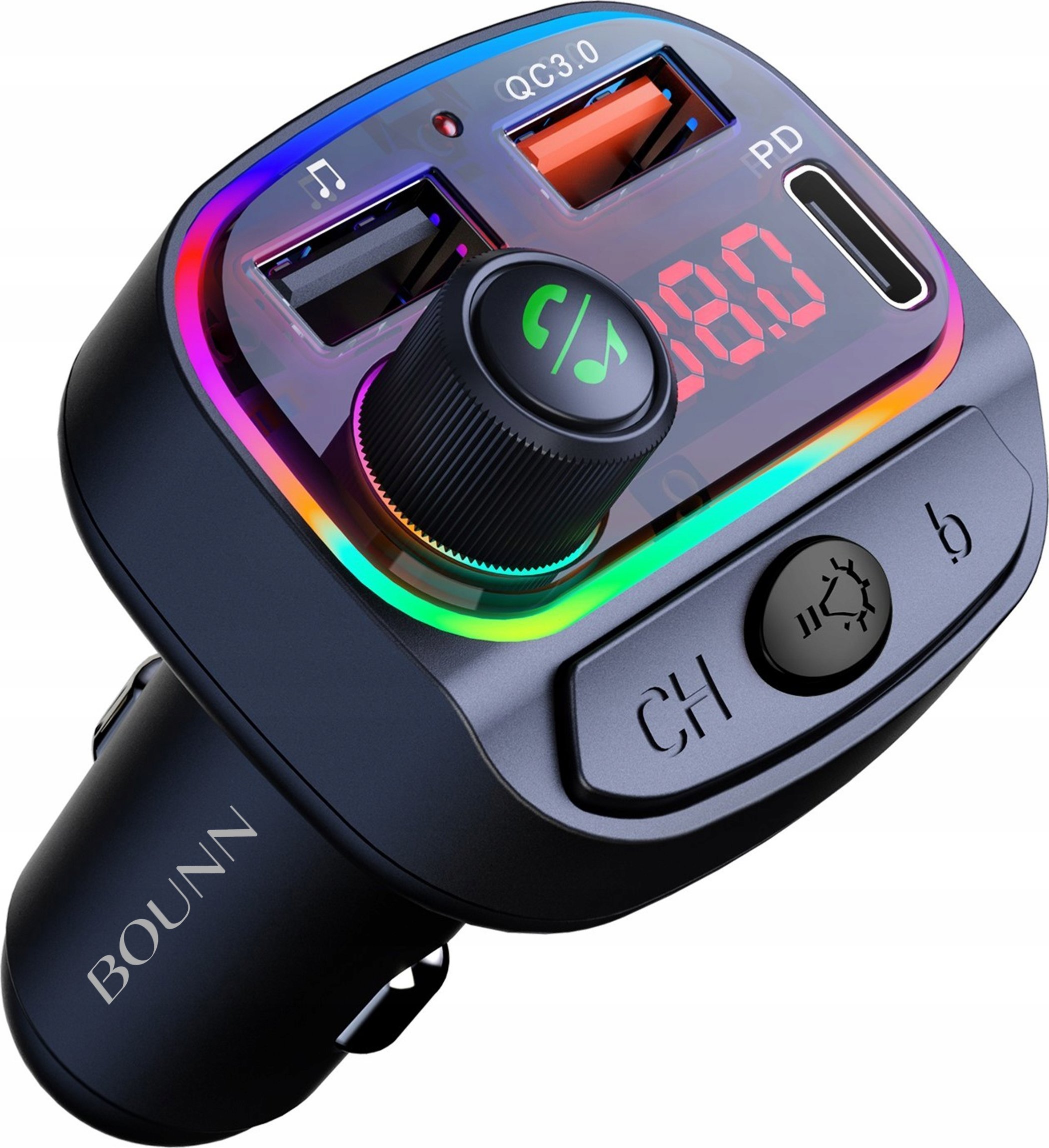 Transmiter FM Bounn Bounn Åadowarka samochodowa QC3.0+PD18W C14
