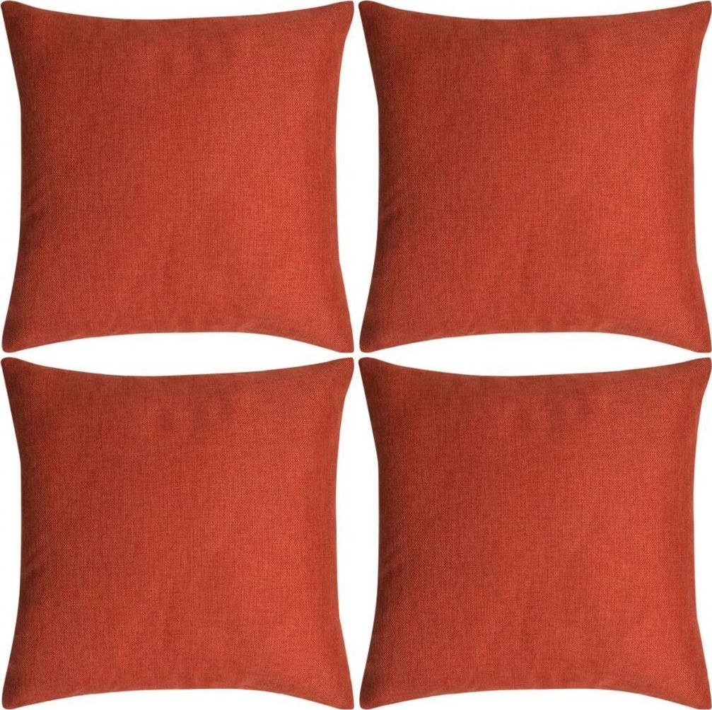 vidaXL Poszewki na poduszki 4 szt. lniane, terakota 50x50 cm