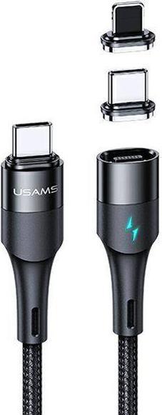 Kabel USB Usams USB-C - USB-C + Lightning 1.2 m Czarny (6958444945651)