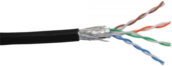 InLine Patchcord sieciowy SF/UTP, Cat.5e, AWG26, CCA, PVC, czarny, 100m (72099S)