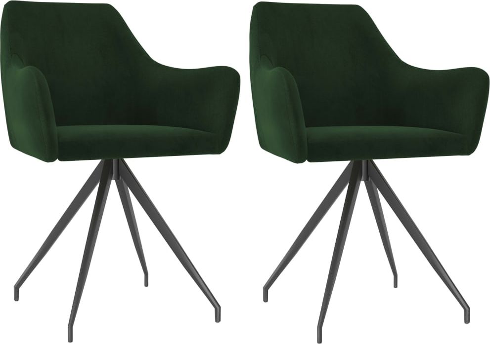 vidaXL Krzesła stołowe, 2 szt., ciemnozielone, obite aksamitem