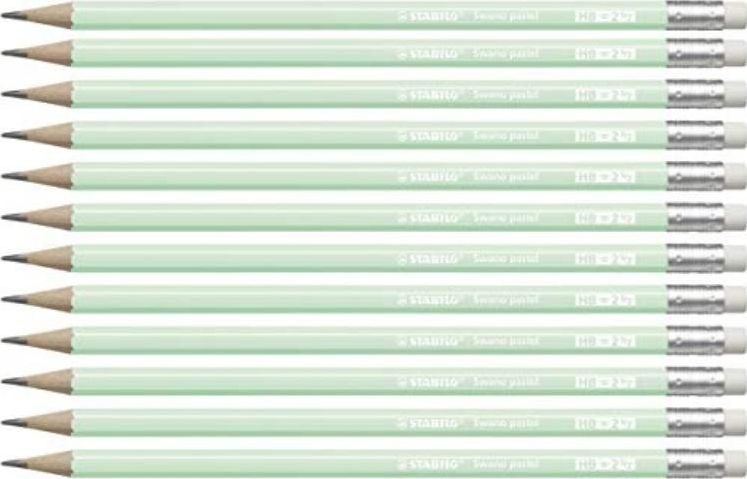 Stabilo Ołówek Swano Pastel HB z gumką zielony (12szt)
