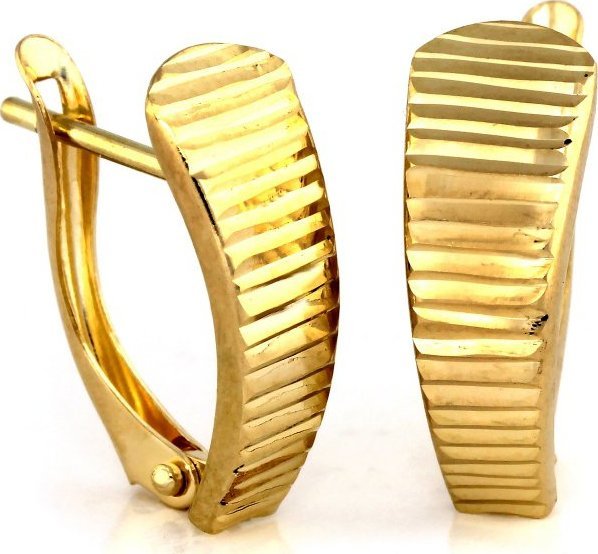 Lovrin Złote kolczyki 585 diamentowane blaszki 1,42g