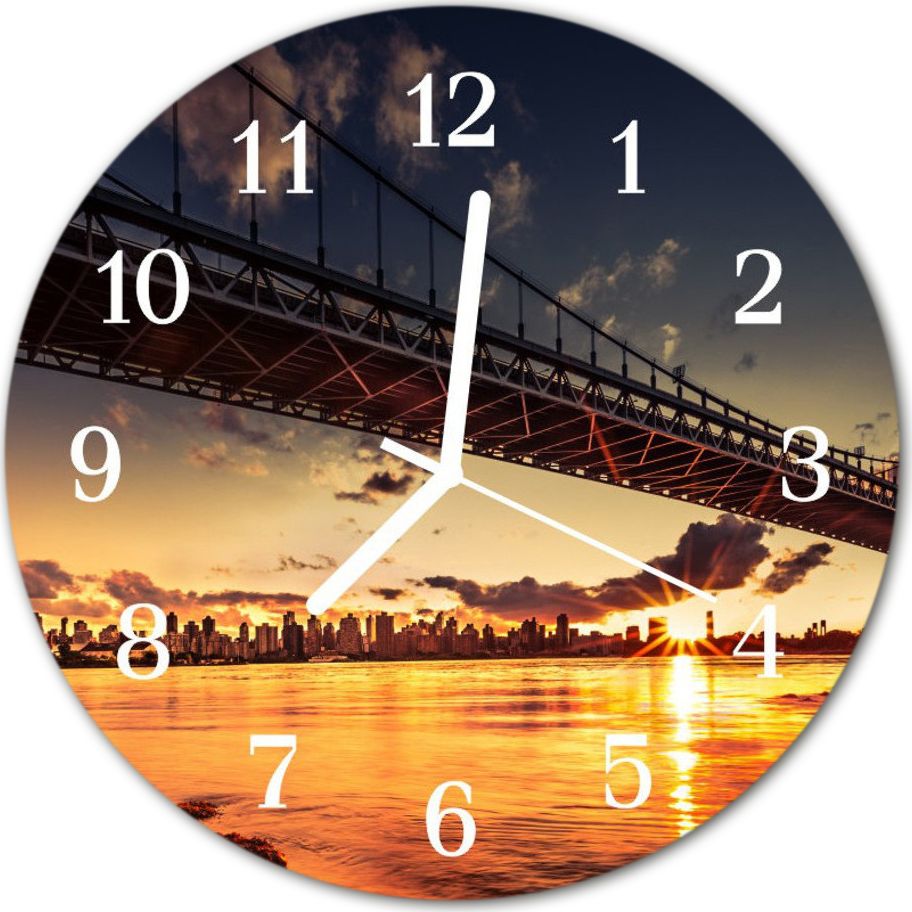 Tulup Zegar na szkle Prezent Rzeka most Architektura fi 30 cm 60006693