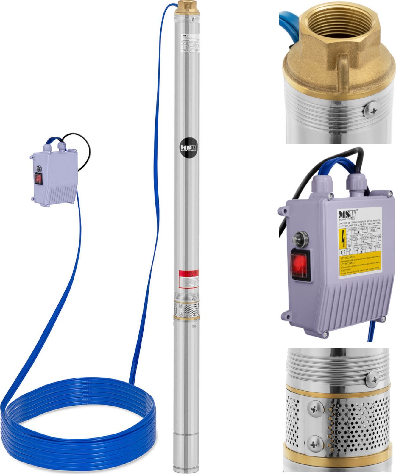 MSW Pompa głębinowa do studni głębinowej STAL 1000 W 3800 l/h do 85 m Pompa głębinowa do studni głębinowej STAL 1000 W 3800 l/h do 85 m