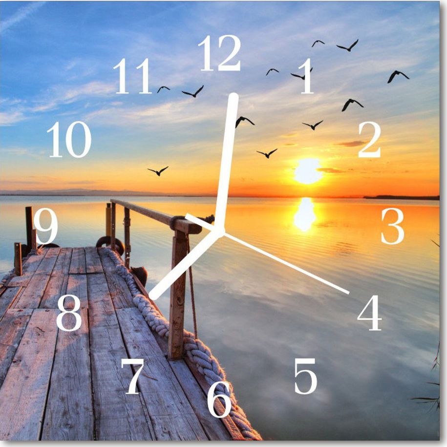 Tulup Zegar szklany ścienny Cichy Molo Architektura 30x30 45313984