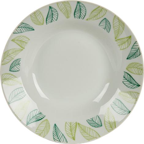 Vessia talerz do makaronu Hojas 20,6 x 4 cm porcelana biała/zielona