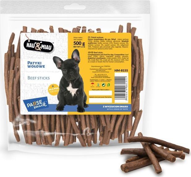 Hau&Miau Pausesnack przysmak dla psa, patyki wołowe 500g