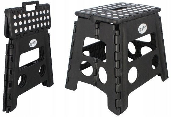 Deco4Home STOŁEK TABORET SKŁADANY antypоślizgowy czarny 32 cm 150 kg