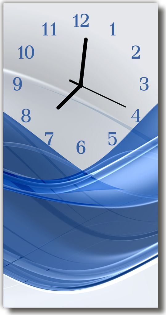 Tulup Zegar szklany Sztuka Linie fala wodna niebieski 30x60 - 12919077