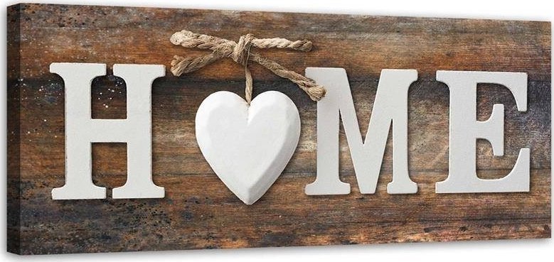 Feeby Obraz na płótnie, Napis Home na tle desek w stylu vintage - 120x40