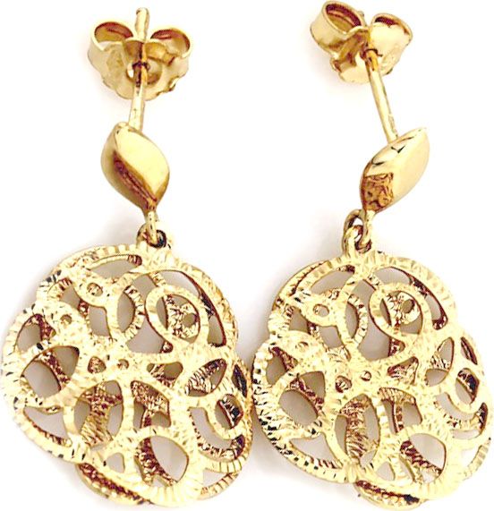 Lovrin ZŁOTE KOLCZYKI 585 WISZĄCE KWIATY PREZENT 2.92g