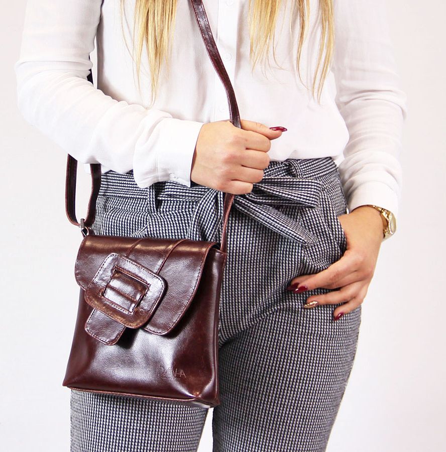 DAN-A Torebka skórzana damska listonoszka DAN-A T123 koniakowa