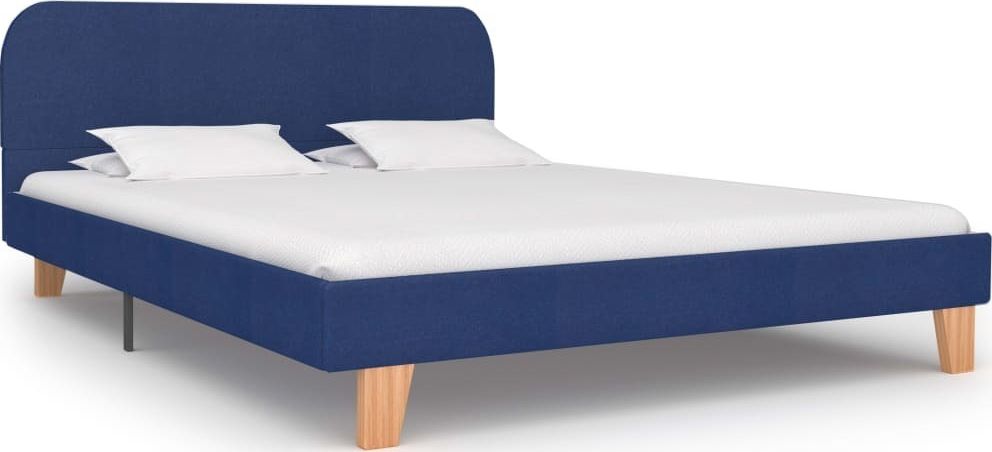 vidaXL Rama łóżka, niebieska, tkanina, 140 x 200 cm