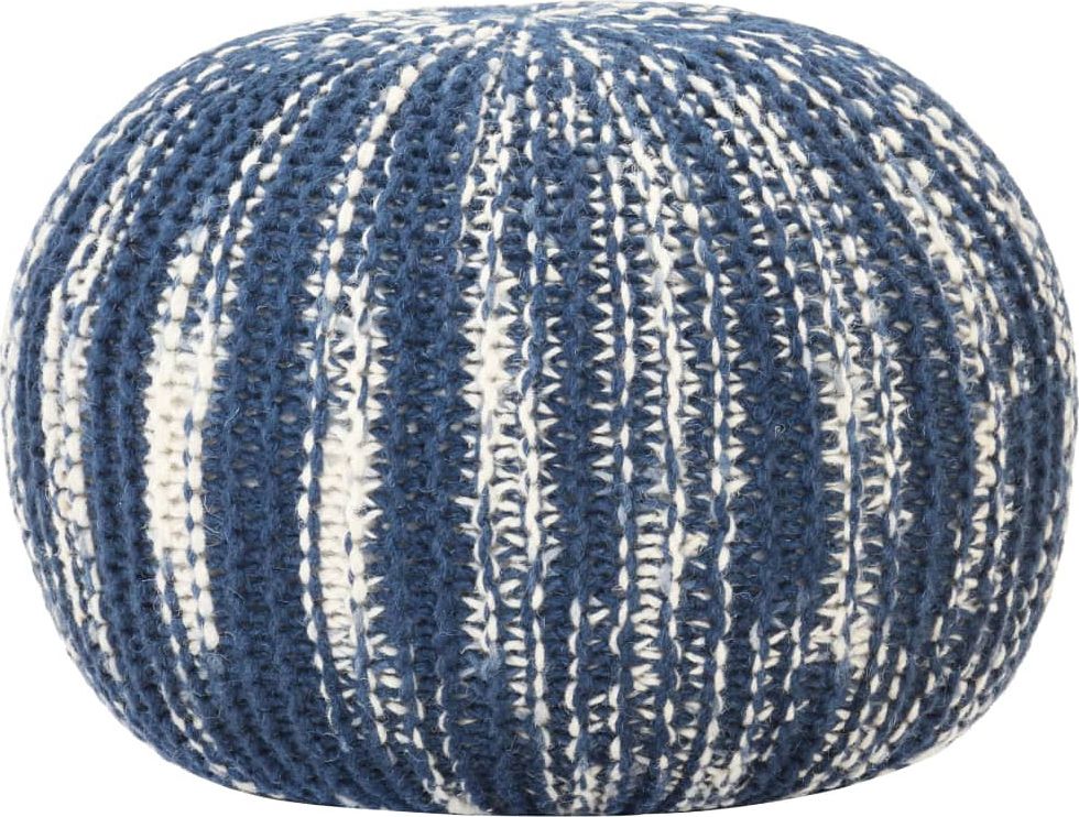 Elior Niebiesko-biała pufa wełniana - Hatino 2X